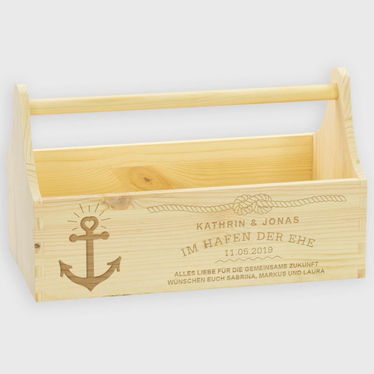 Geschenkkorb zur Hochzeit Personalisiert (Hafen der Ehe Motiv), Natur