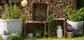 Holzkisten Regal Vintage - Weinkisten Geflammt | Deko Kisten Holz Set - Obstkiste Holzkiste Weinkiste - Wintergarten & Outdoor Möbel Boho & Shabby.