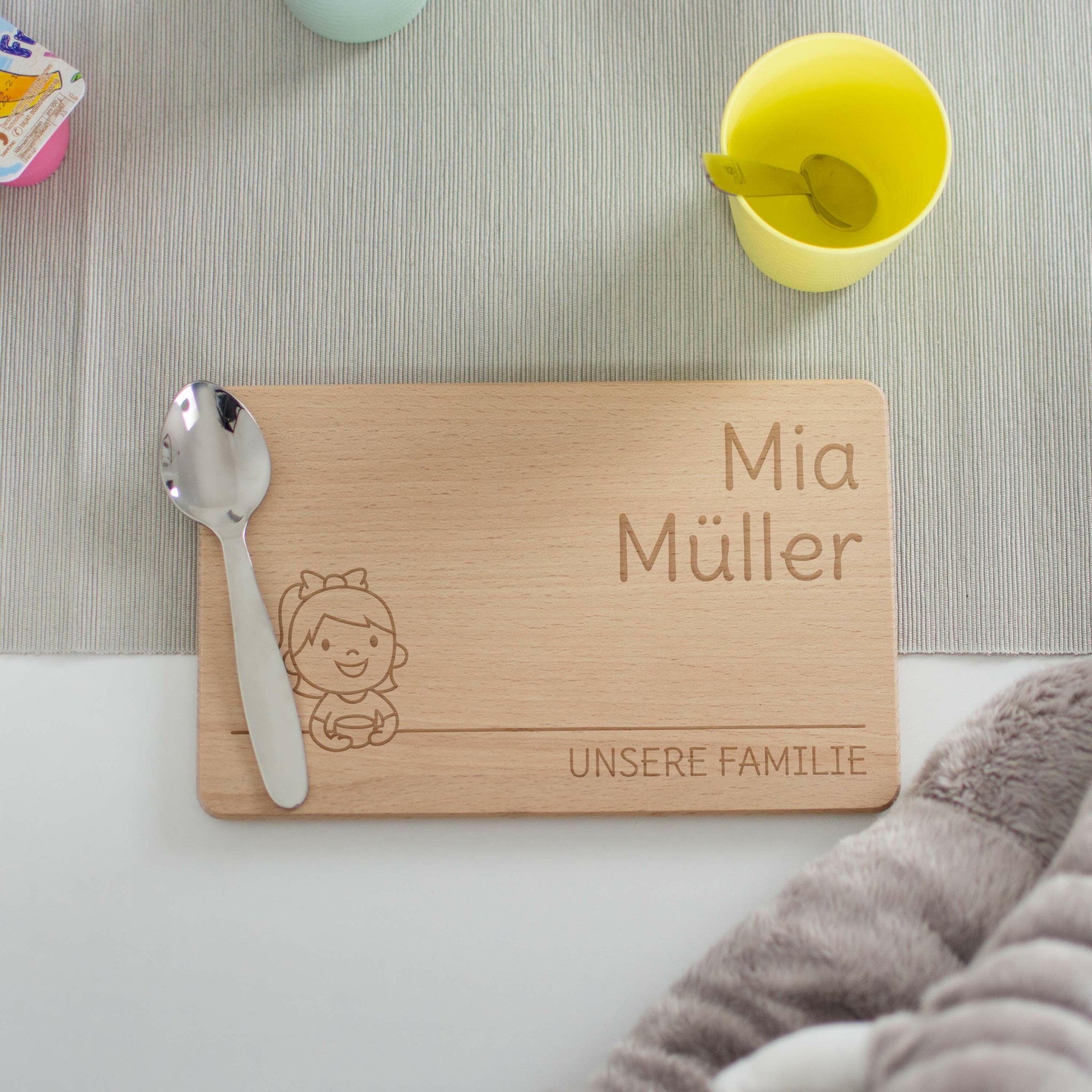 Personalisiertes Frühstücksbrettchen Aus Buchenholz – Mit Namen & Tiermotiv, 22x14 Cm, Handgefertigt In Deutschland