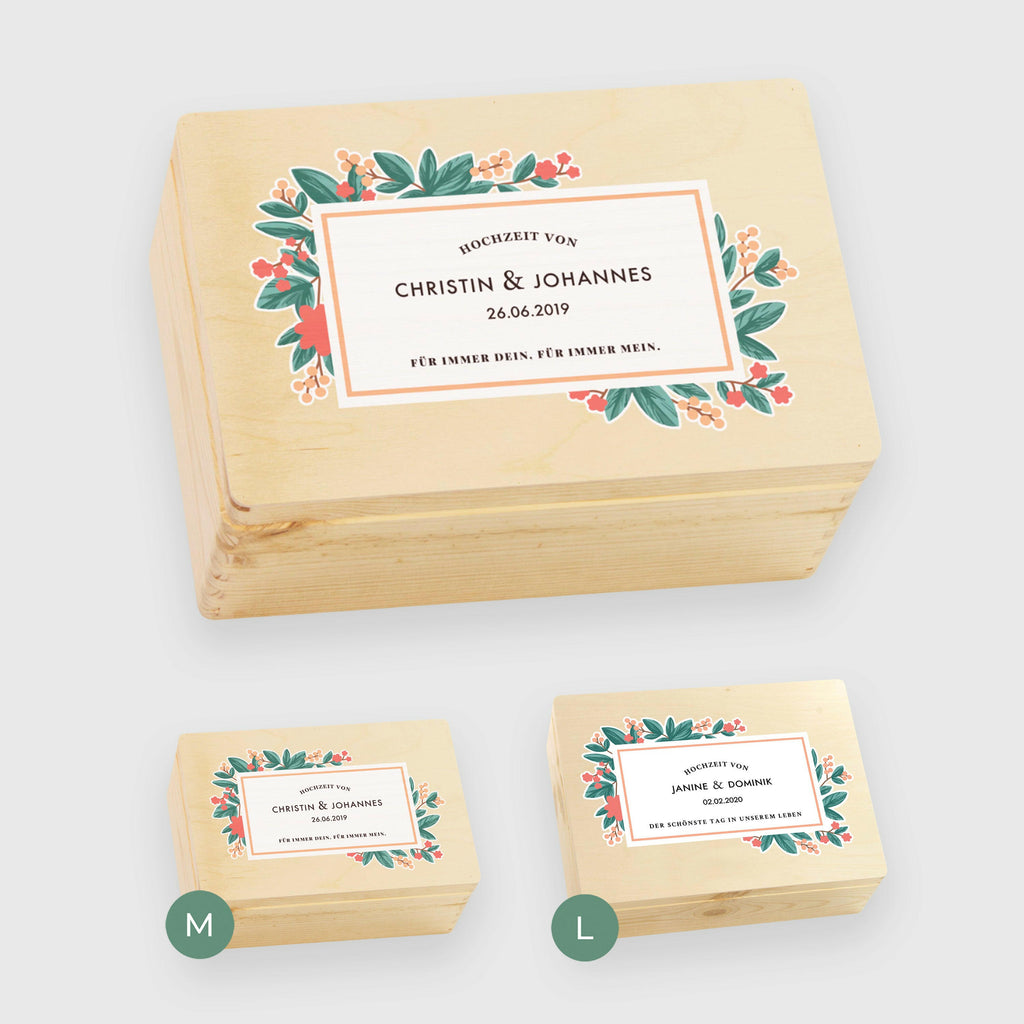 Geschenkbox zur Hochzeit - Personalisiert - Beeren Motiv - Natur.