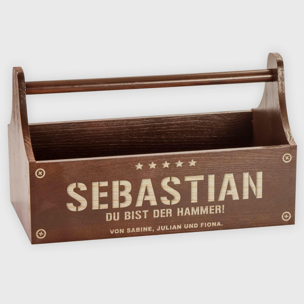 Werkzeugkasten Personalisiert mit Namen - Bierträger aus Holz & Wunschtext Gravur | Geschenk für Männer, Geburtstagsgeschenk für Papa & Opa.