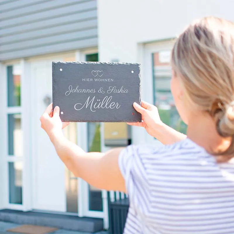 Türschild Personalisiert - Druck mit Name & Familie - Hausschild Herzen - Image 6