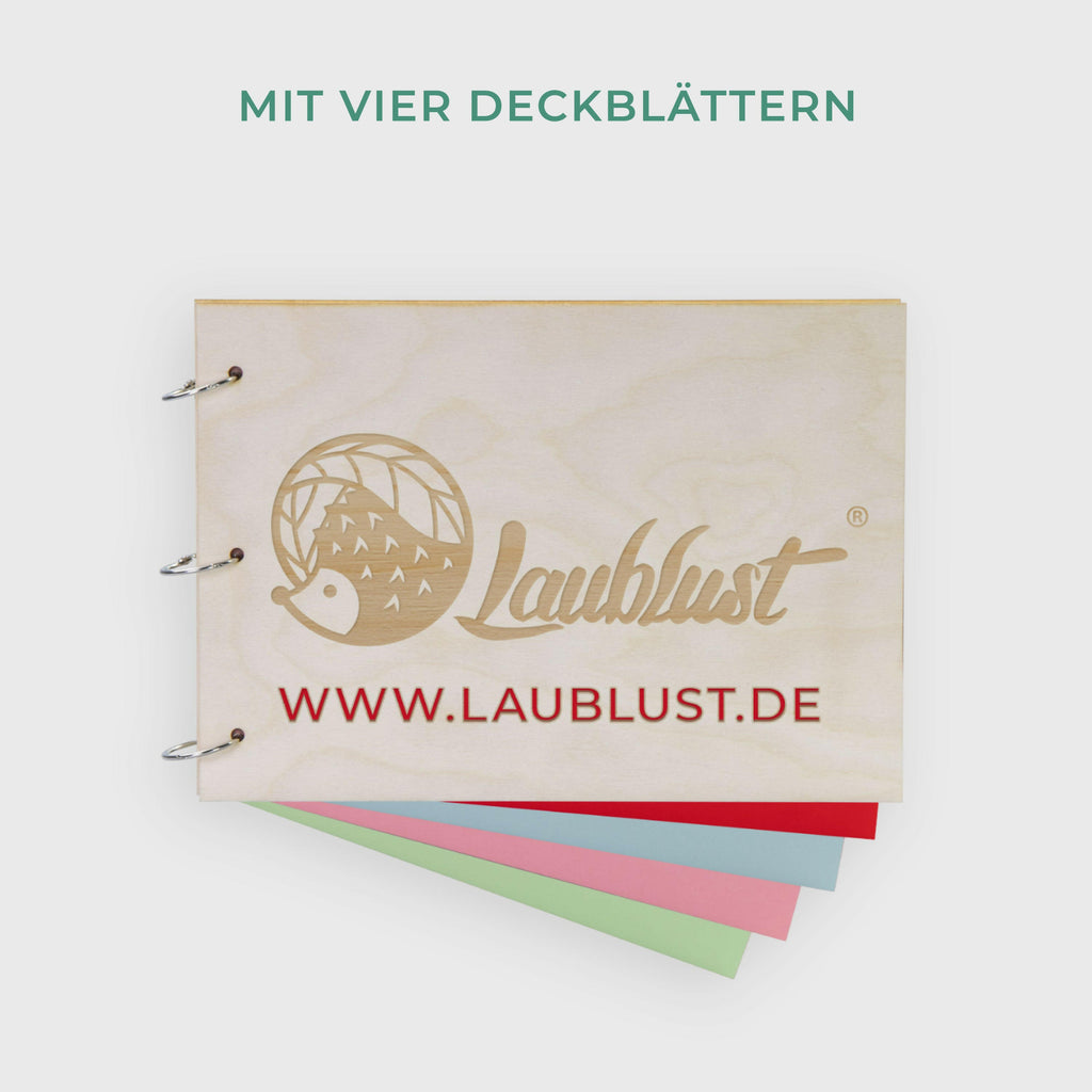 Fotoalbum Baby personalisiert mit Gravur - Gästebuch für Babyparty aus Holz - Niers | natur, A4 Format  - Erinnerungsbuch zum Selbstge.