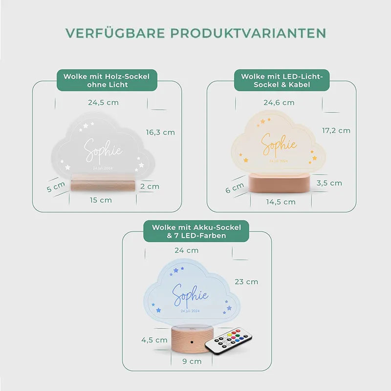 LED Kinder Nachtlicht - Personalisiert - Schlummerlicht Baby mit Namen | Wolke - Image 4