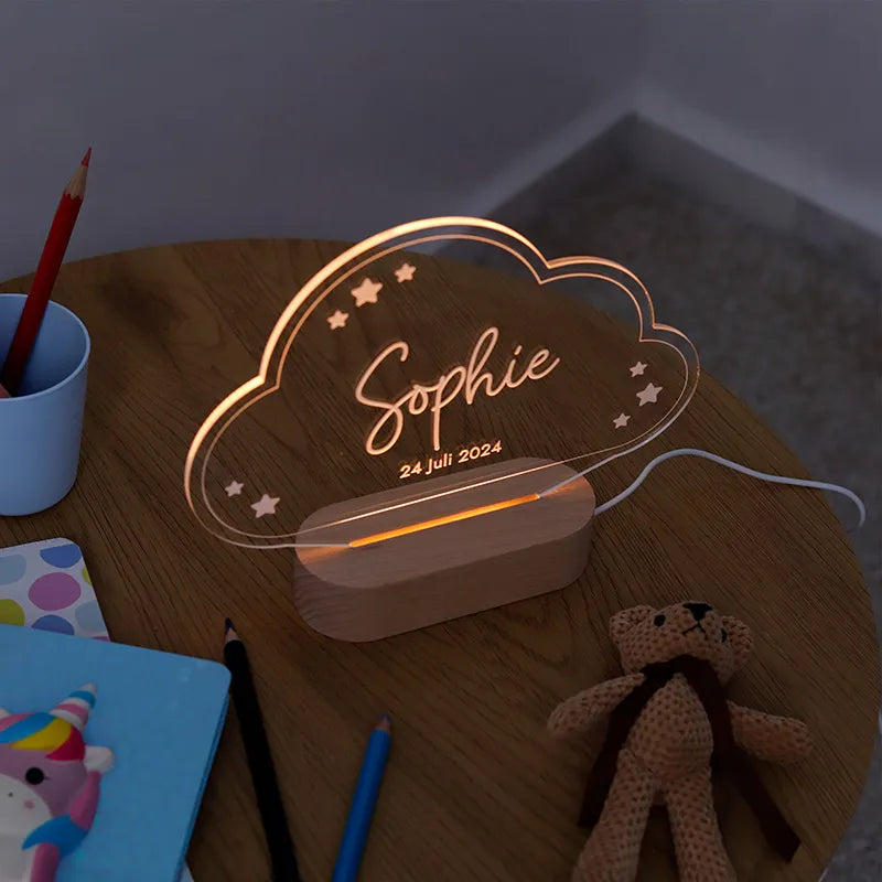 LED Kinder Nachtlicht - Personalisiert - Schlummerlicht Baby mit Namen | Wolke - Image 3