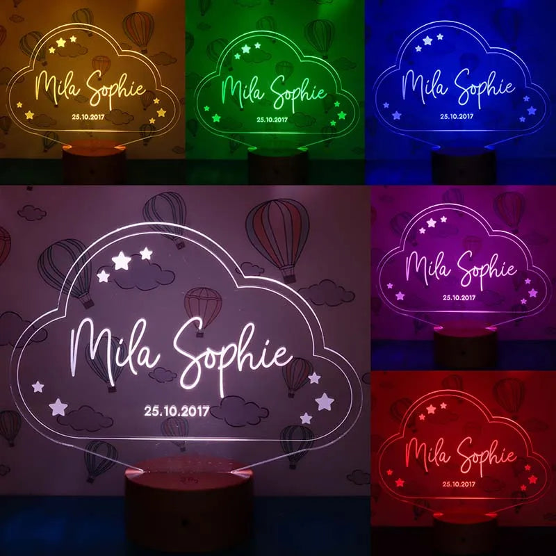LED Kinder Nachtlicht - Personalisiert - Schlummerlicht Baby mit Namen | Wolke - Image 8