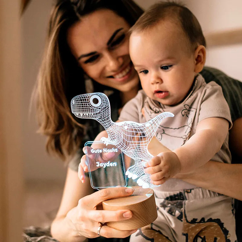 LED Kinder Nachtlicht - Personalisiert - Schlummerlicht Baby mit Namen | Dino - Image 9