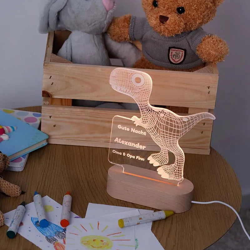 LED Kinder Nachtlicht - Personalisiert - Schlummerlicht Baby mit Namen | Dino - Image 3