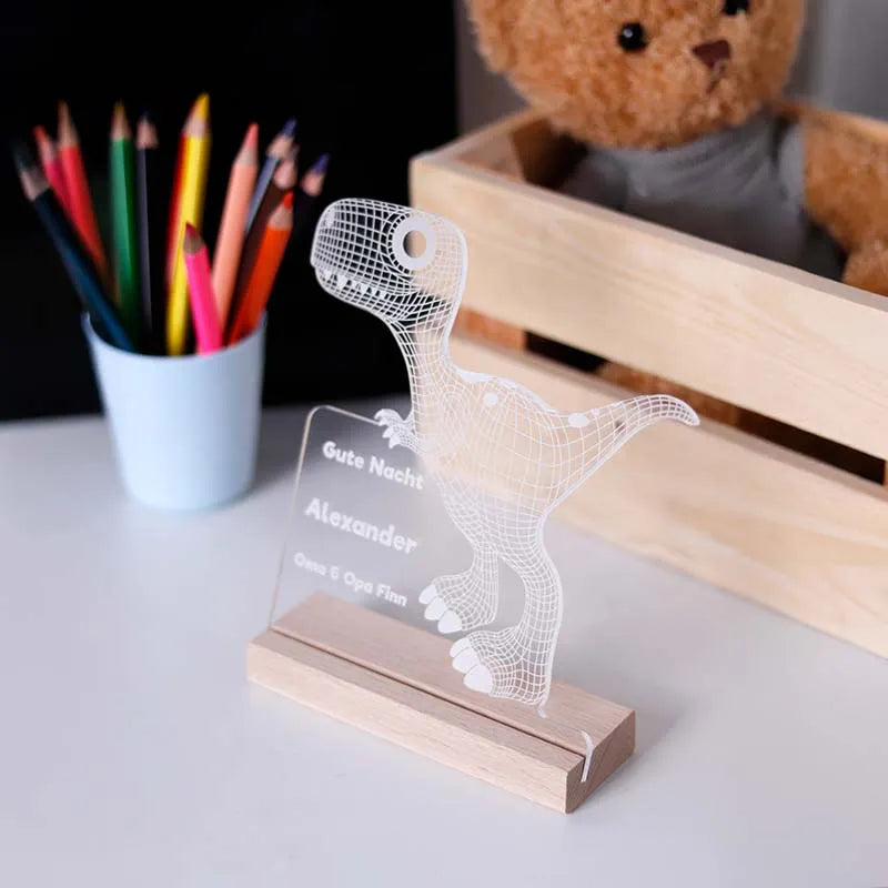 LED Kinder Nachtlicht - Personalisiert - Schlummerlicht Baby mit Namen | Dino - Image 2