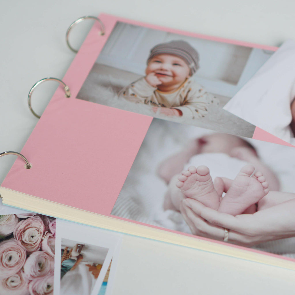 Fotoalbum Baby personalisiert mit Gravur - Gästebuch für Babyparty aus Holz - Taube | natur, A4 Format  - Erinnerungsbuch zum Selbstge.