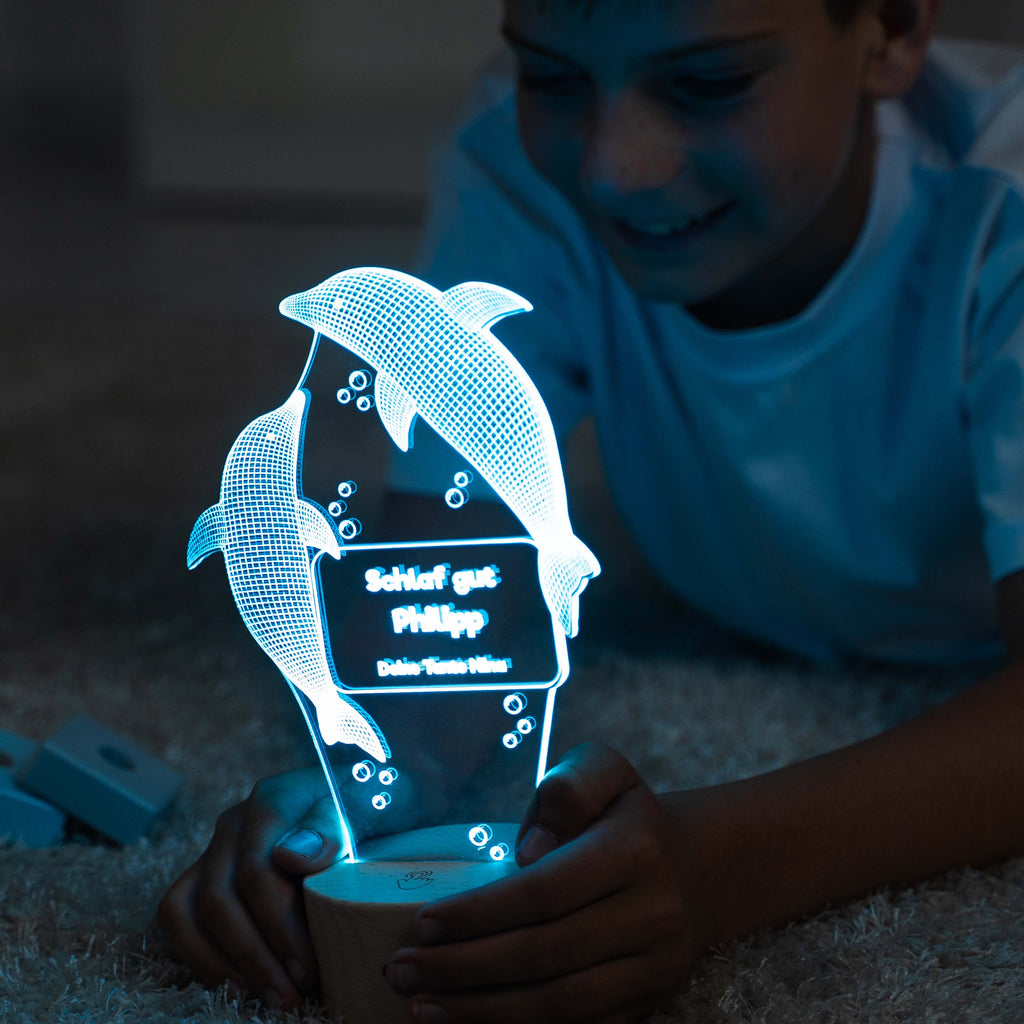 LED Kinder Nachtlicht - Personalisiert - Schlummerlicht Baby mit Namen - Delfine 3D Lampe - Image 8