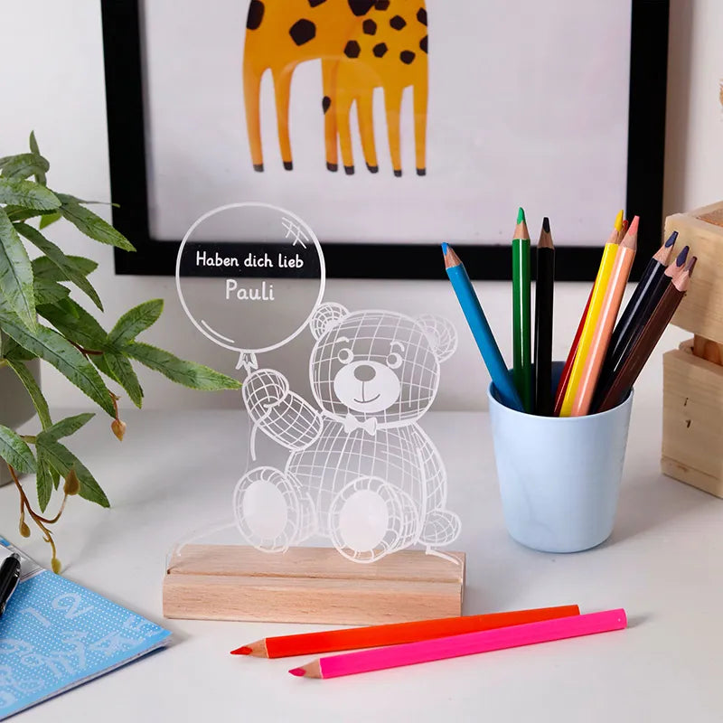 LED Kinder Nachtlicht - Personalisiert - Schlummerlicht Baby mit Namen | Teddybär - Image 2