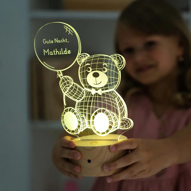 LED Kinder Nachtlicht - Personalisiert - Schlummerlicht Baby mit Namen | Teddybär - Image 9