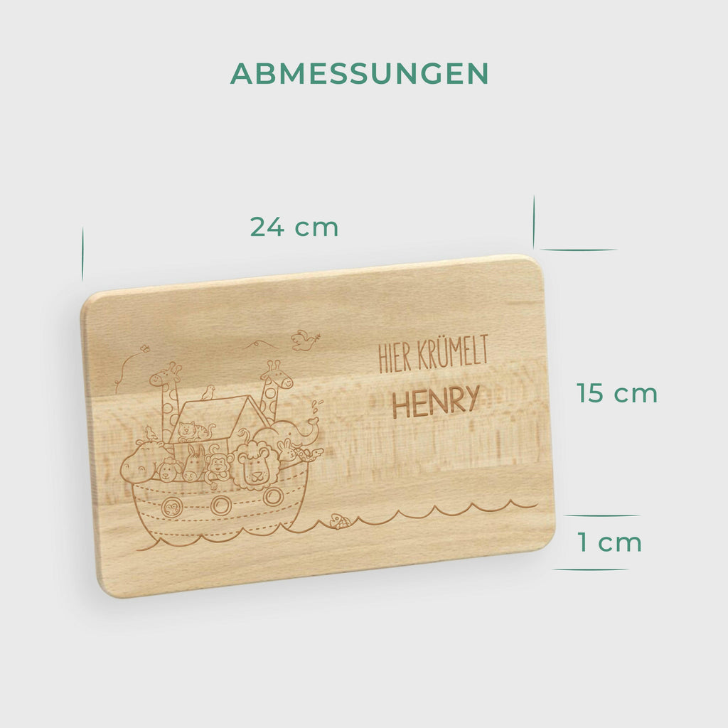 Frühstücksbrettchen für Kinder mit Gravur - Personalisiert mit Namen - Arche Noah Motiv - Image 3