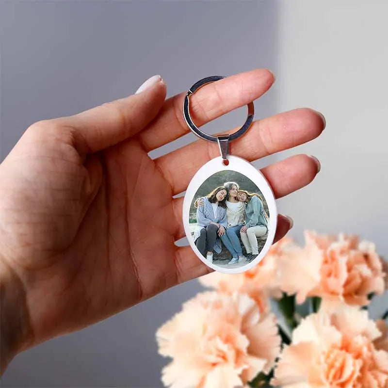 Schlüsselanhänger personalisiert mit Foto & Wunschtext aus Acrylglas | Oval - Image 2