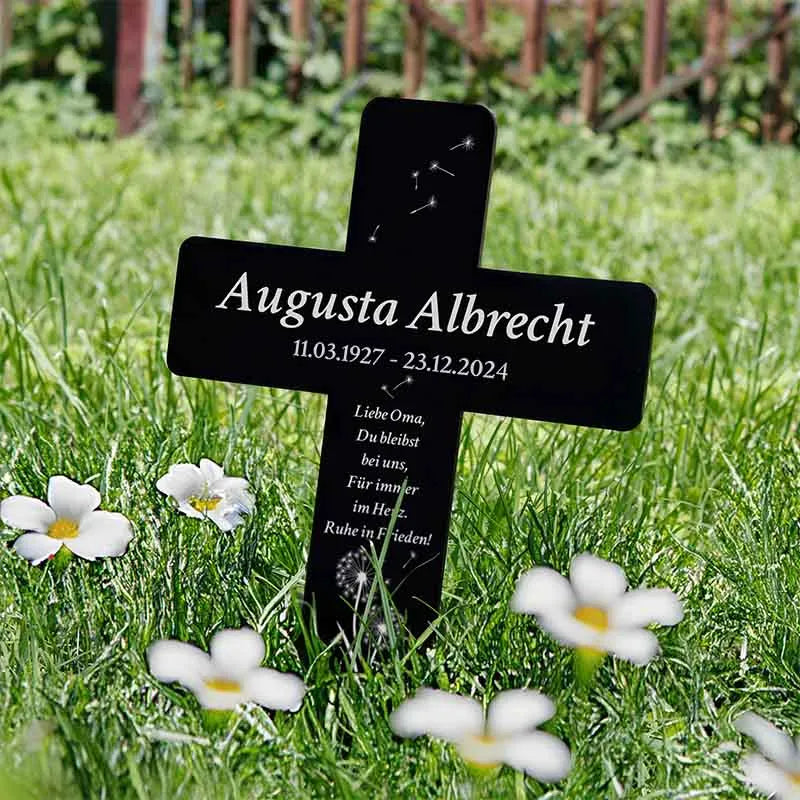 Personalisiertes Grabkreuz aus Acryl als Grabschmuck für Menschen mit Name & Wunschtext - Pusteblume - Image 2