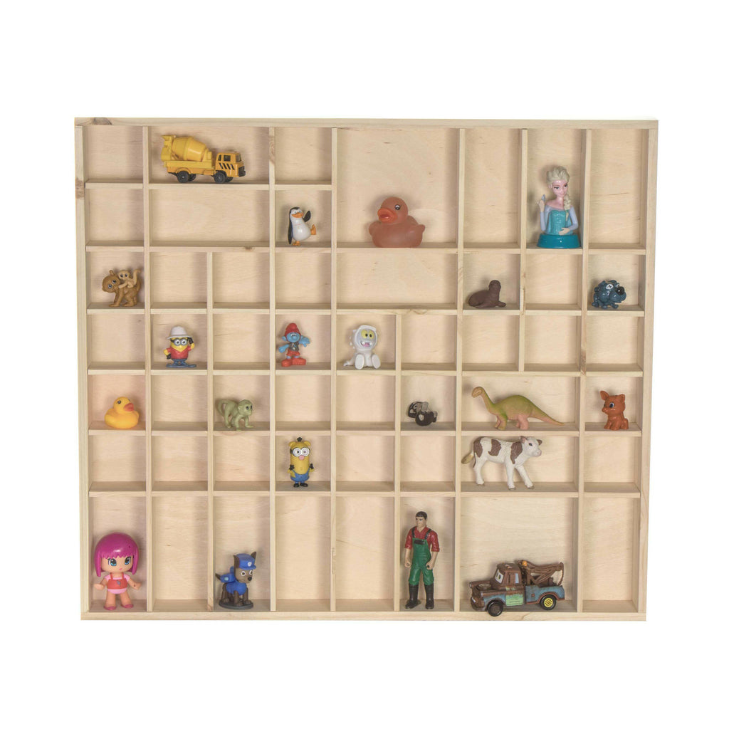 Setzkasten aus Holz Groß - Natur - Schaukasten Vitrine als Wandregal | Sammlervitrine Regalsystem Hängevitrine - Kiefer unbehandelt & unlakiert, FSC®.