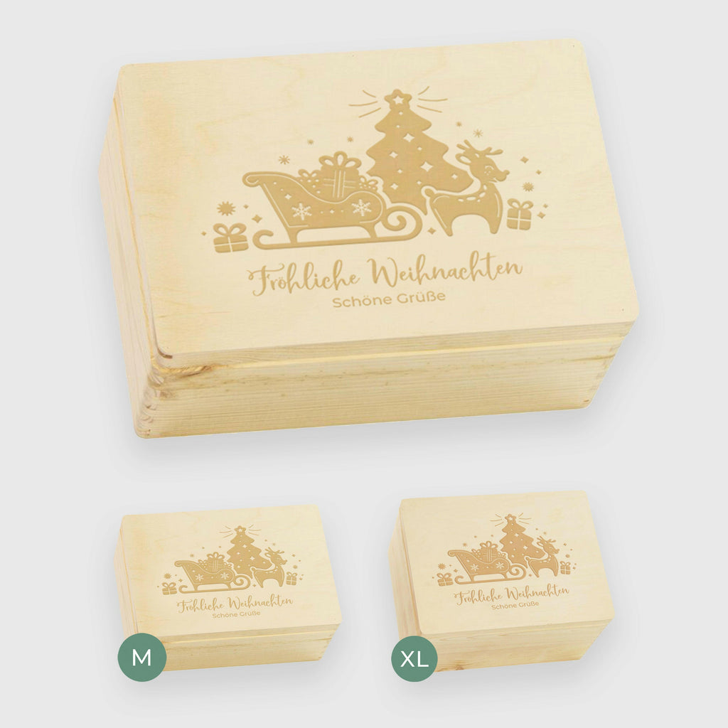 Erinnerungsbox - Personalisiert - Weihnachtsschlitten Motiv.