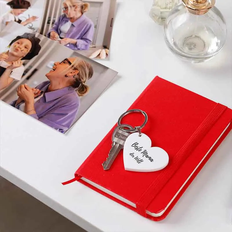 Schlüsselanhänger personalisiert mit Foto & Wunschtext aus Acrylglas | Herzform - Image 4
