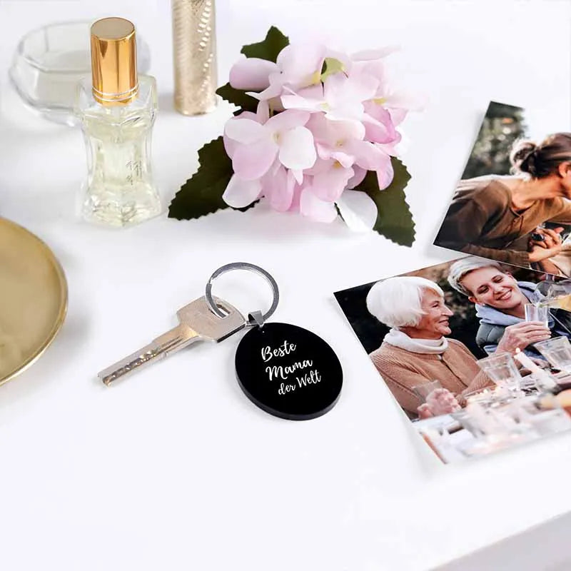Schlüsselanhänger personalisiert mit Foto & Wunschtext aus Acrylglas | Oval - Image 4