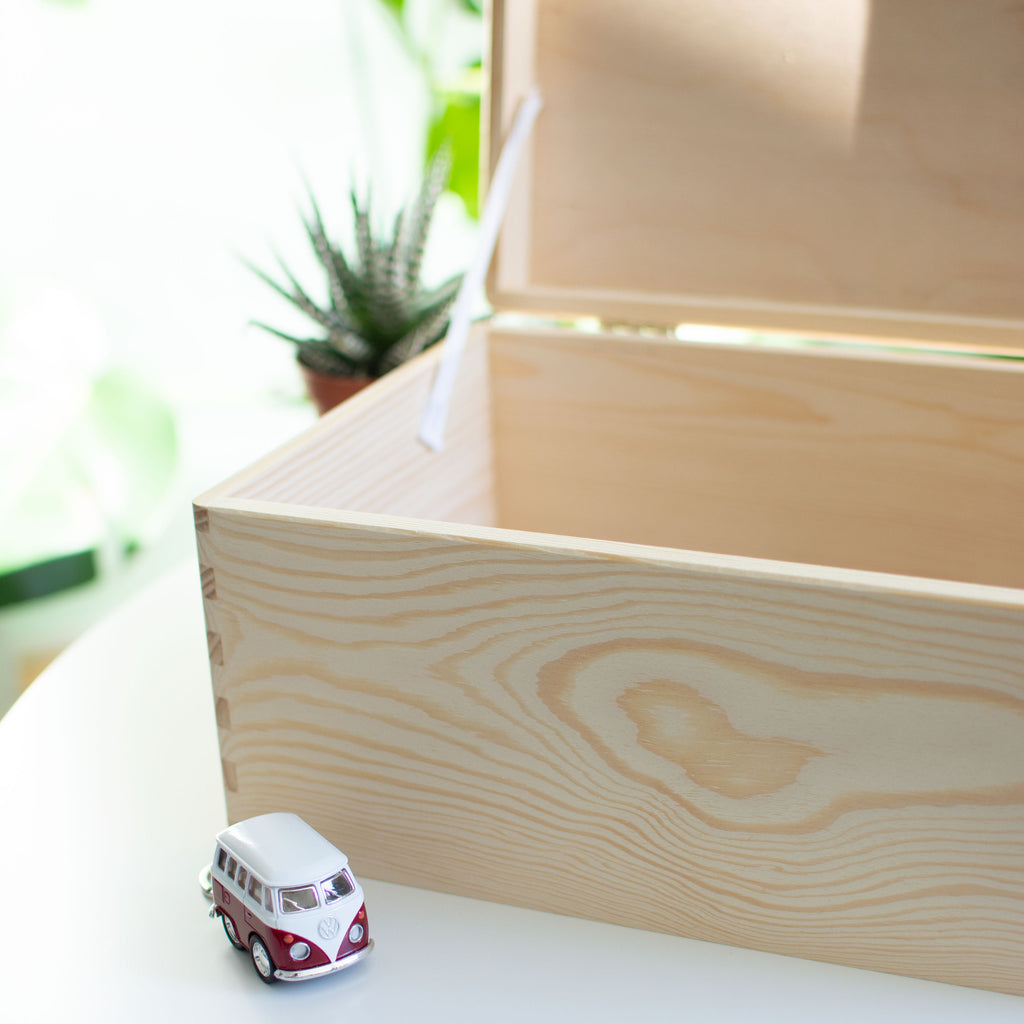 Erinnerungsbox mit Deckel - Holzkiste mit Deckel | Aufbewahrungsbox aus Holz - Kiste & Holzbox groß & klein, S | M | L | XL - Schöne Box, Natur, FSC®️.