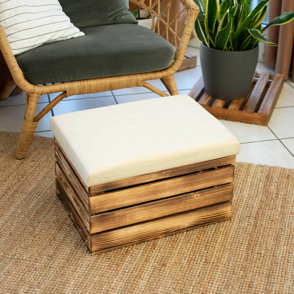 Sitzhocker mit Stauraum - ca. 50x40x30cm, Geflammt - Hocker aus Holz | Sitzbank & Aufbewahrungshocker mit Deckel - Sitzpouf & Fußhocker.