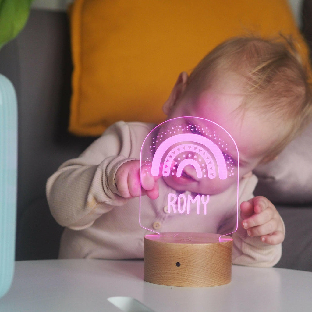 LED Kinder Nachtlicht - Personalisiert - Schlummerlicht Baby mit Namen - Regenbogen 3D Lampe - Image 3