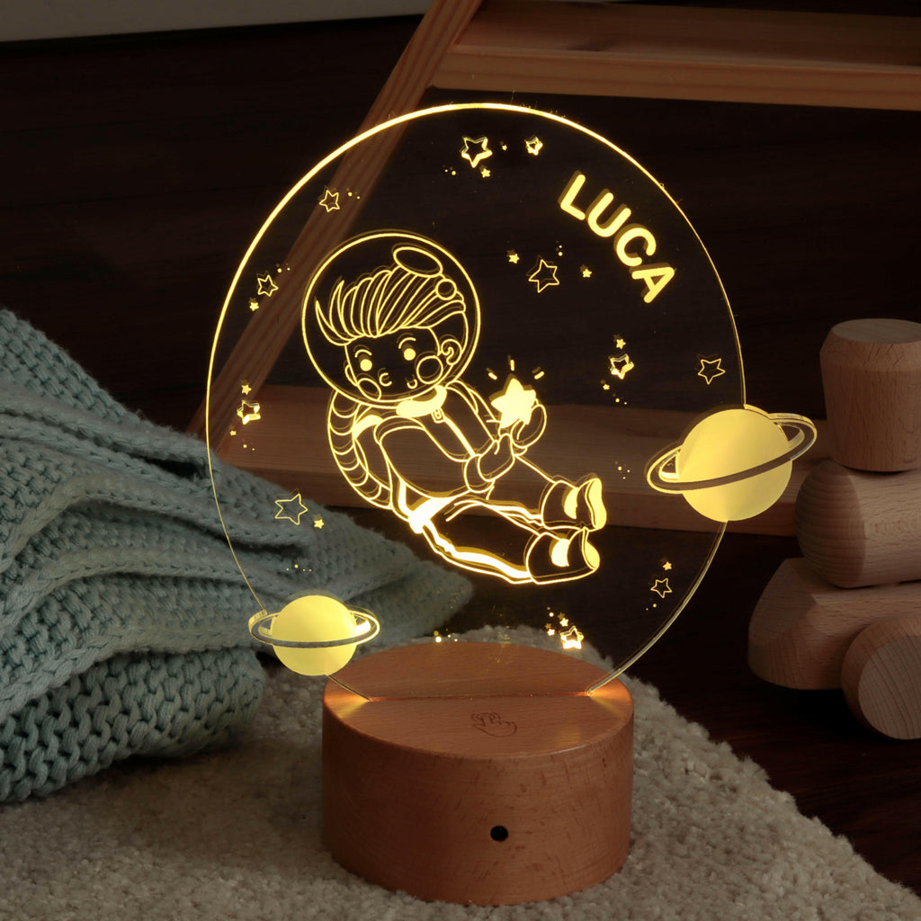 LED Kinder Nachtlicht - Personalisiert - Schlummerlicht Baby mit Namen - Astronaut 3D Lampe - Image 8