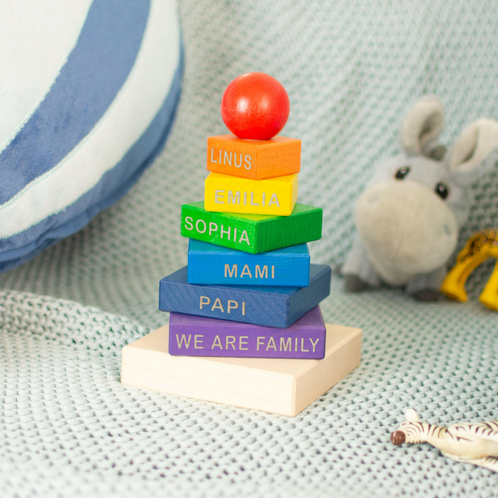 Stapelturm für Baby personalsiert - Gravur mit Namen -Steckspiel mit 7 Elementen - Wunschgravur - Image 2