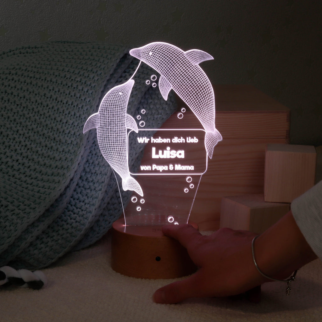 LED Kinder Nachtlicht - Personalisiert - Schlummerlicht Baby mit Namen - Delfine 3D Lampe - Image 6