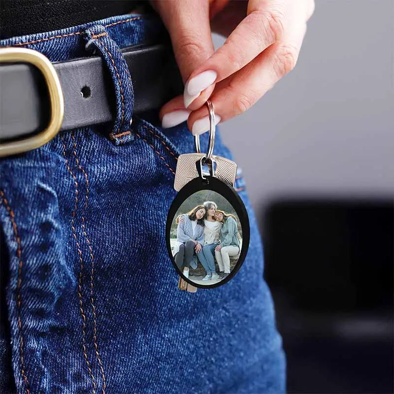 Schlüsselanhänger personalisiert mit Foto & Wunschtext aus Acrylglas | Oval - Image 6