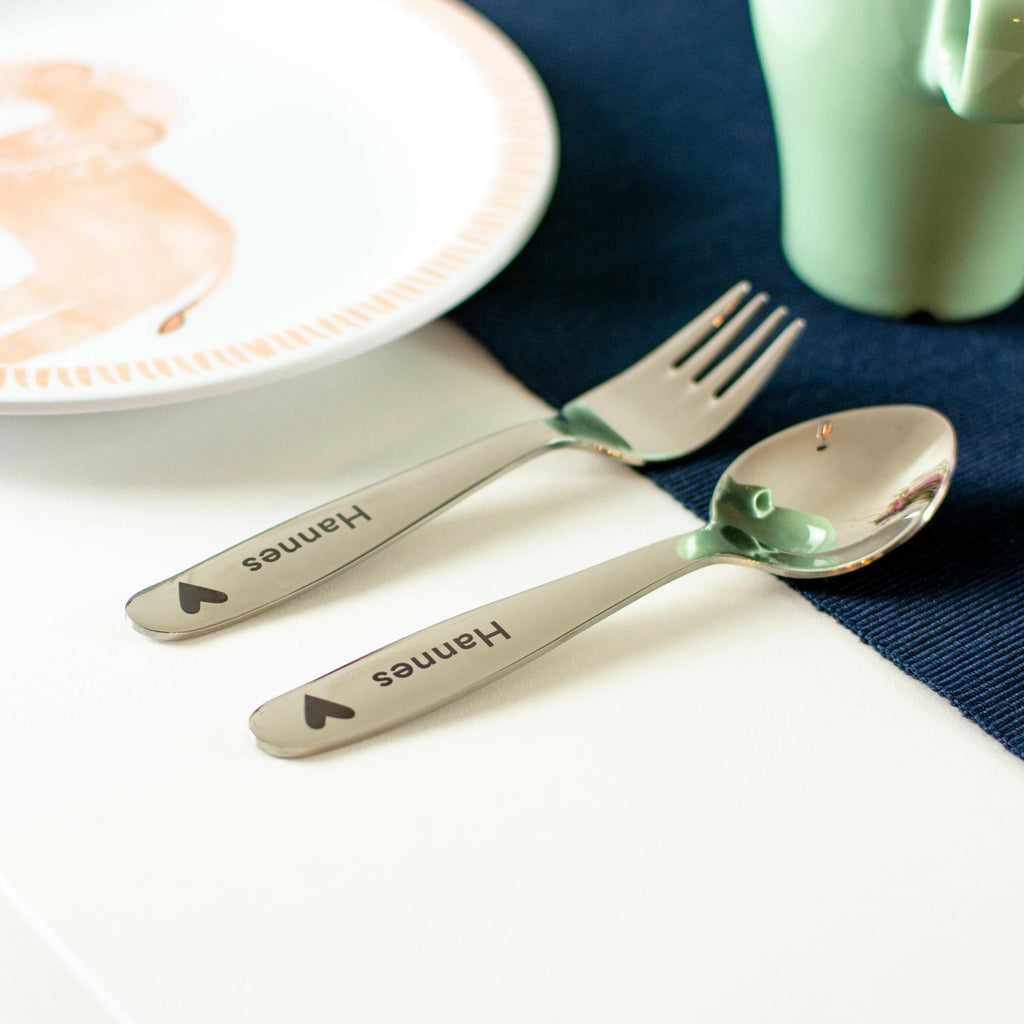 Kinderbesteck personalisiert mit Namen - Besteckset Regenbogen Motiv - Image 9