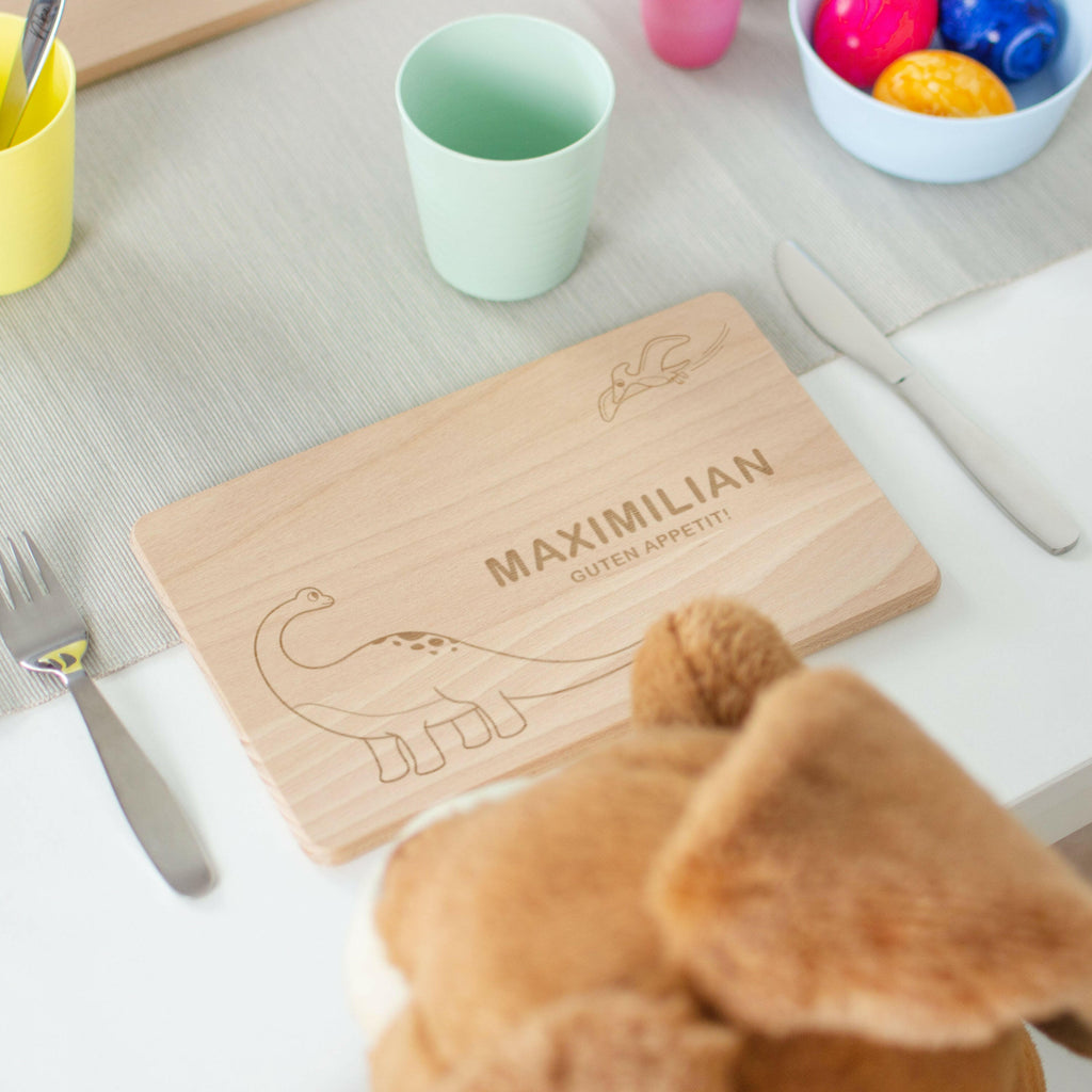 Frühstücksbrettchen für Kinder mit Gravur - Personalisiert mit Namen - Dino Sauerer - Image 4
