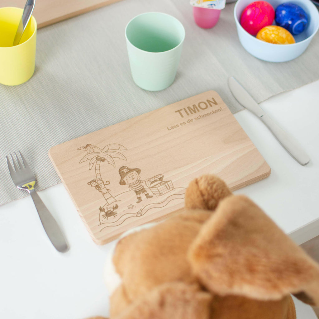 Frühstücksbrettchen für Kinder mit Gravur - Personalisiert mit Namen - Pirat - Image 4