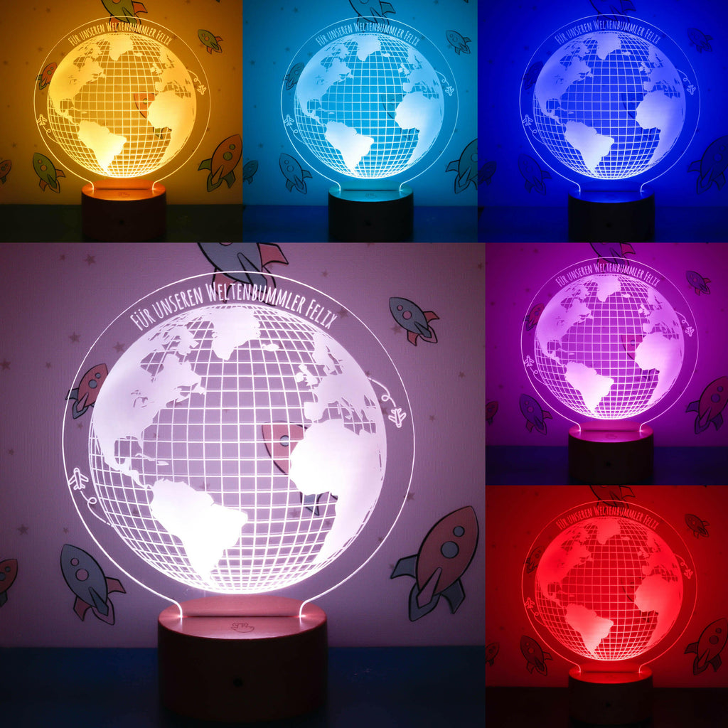LED Kinder Nachtlicht - Personalisiert - Schlummerlicht Baby mit Namen - Weltkugel 3D Lampe - Image 2