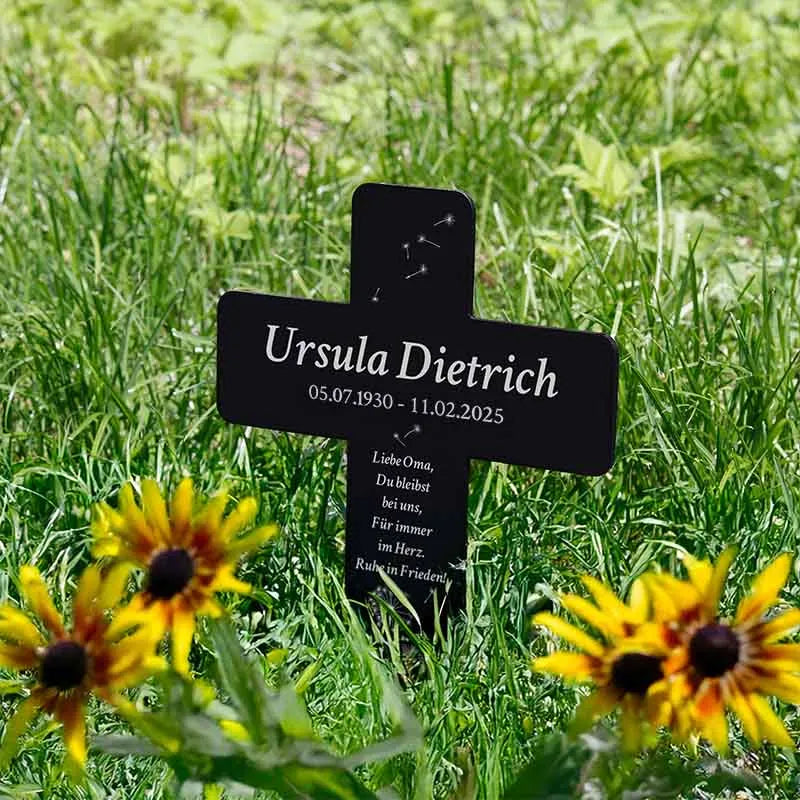 Personalisiertes Grabkreuz aus Acryl als Grabschmuck für Menschen mit Name & Wunschtext - Pusteblume - Image 8
