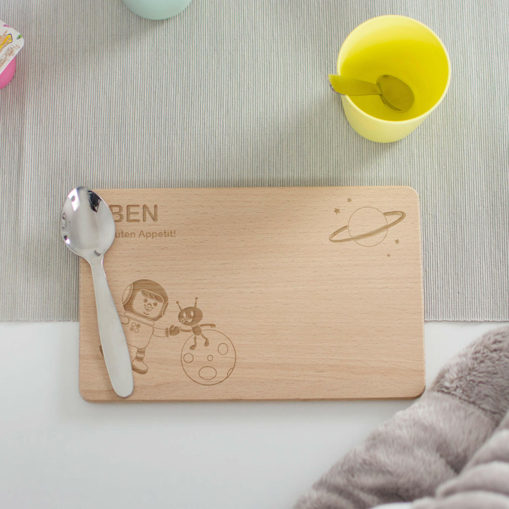 Frühstücksbrettchen für Kinder mit Gravur - Personalisiert mit Namen - Weltall - Image 6