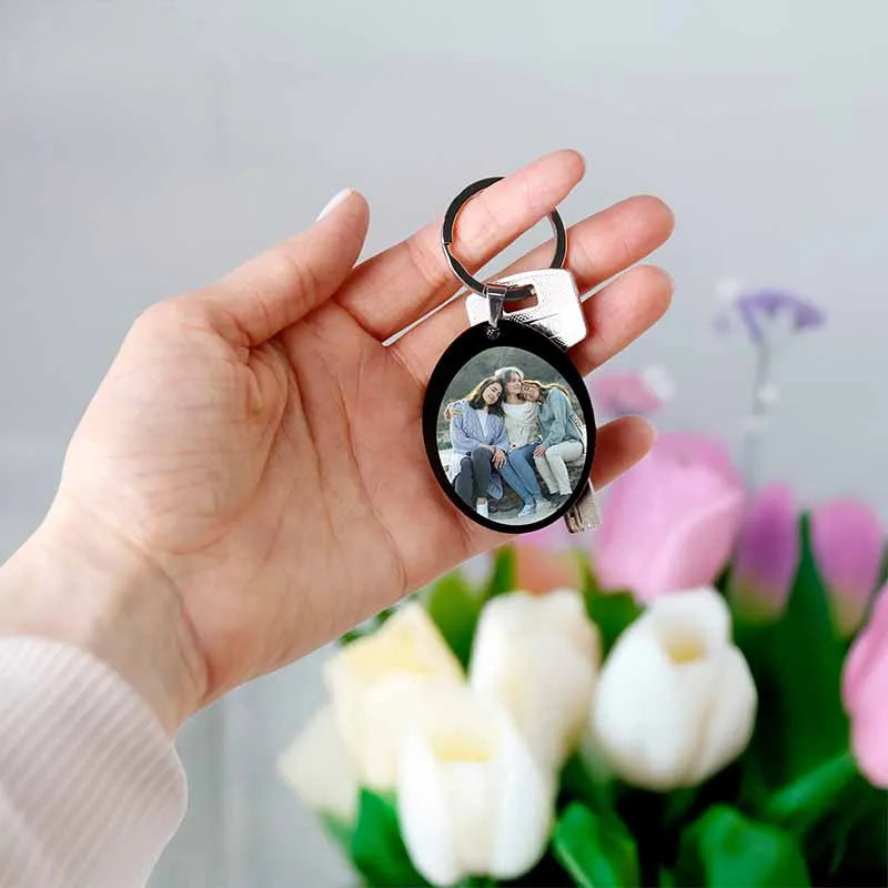 Schlüsselanhänger personalisiert mit Foto & Wunschtext aus Acrylglas | Oval - Image 9