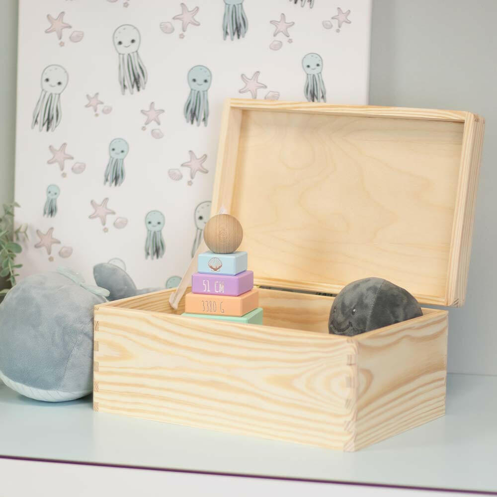 Erinnerungsbox für Baby - Personalisiert - Schildkröte Motiv - Ocean Serie - Natur.