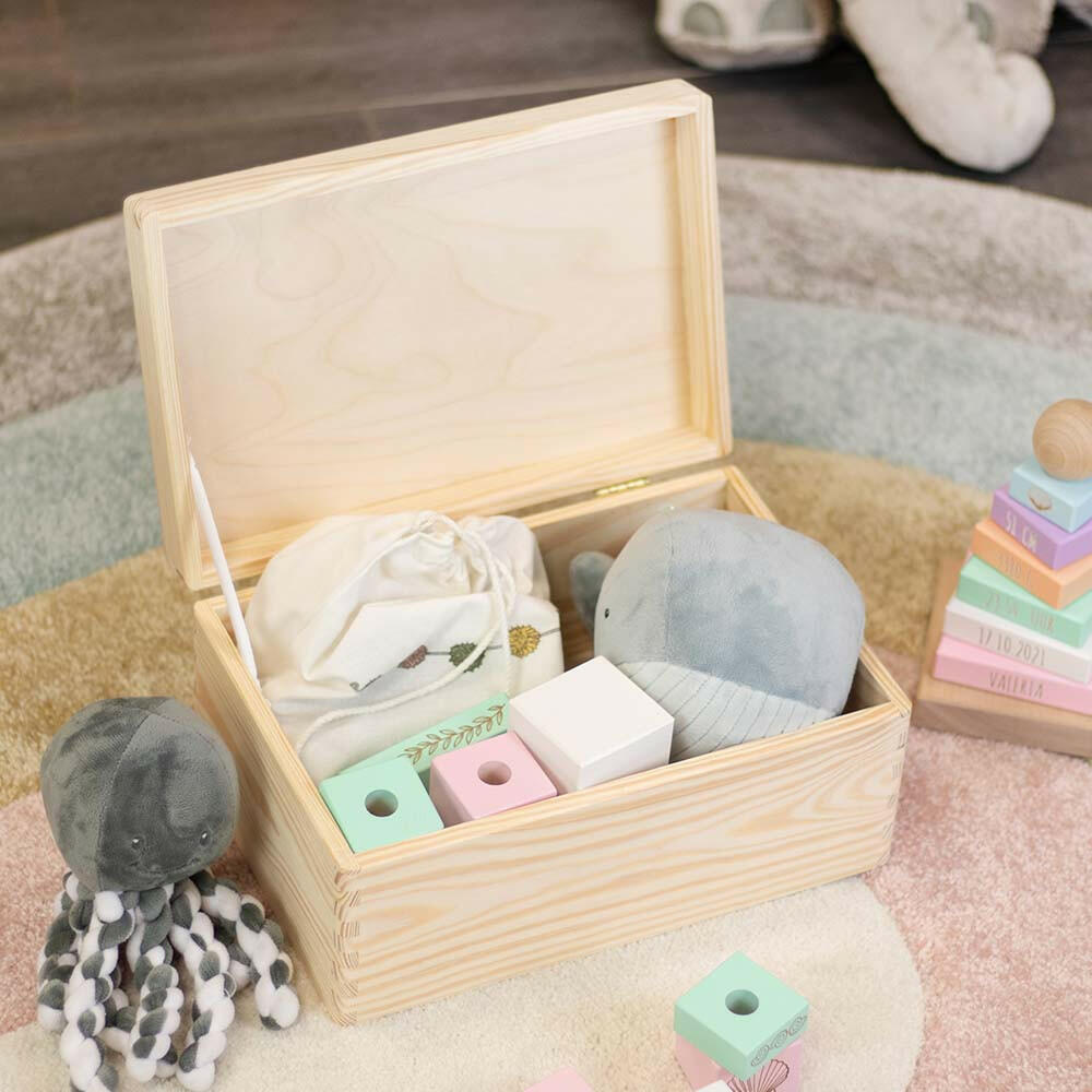 Holzkiste mit Gravur - Personalisiert - Meerestiere Motiv - Ocean Serie - Natur.