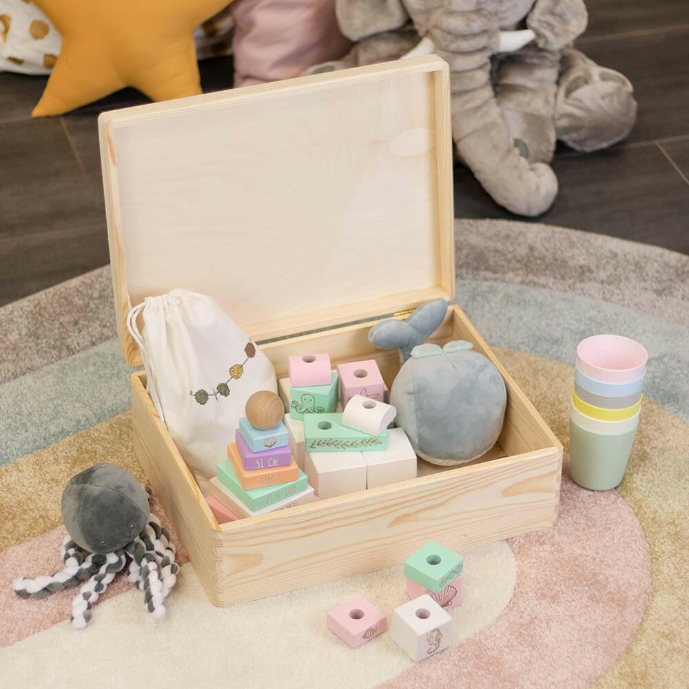 Erinnerungsbox für Baby - Personalisiert - Schildkröte Motiv - Ocean Serie - Natur.