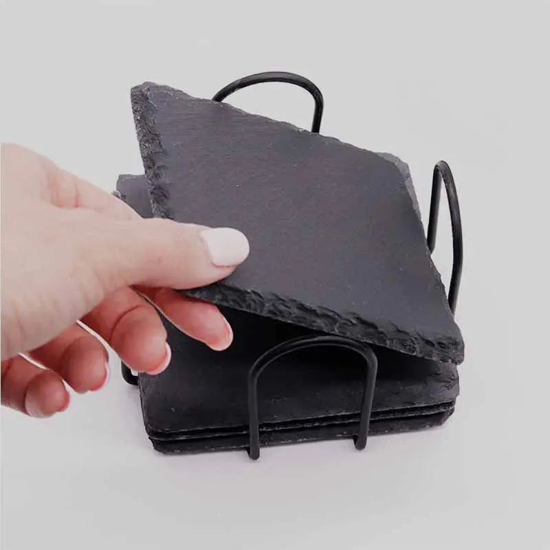 Metallhalter für Schieferuntersetzer - Deko für zu Hause, schwarz - Image 1