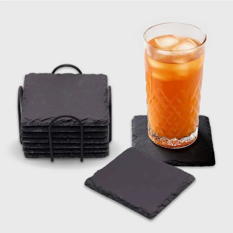 Getränkeuntersetzer aus Schiefer für Bar & Küche - 4er, 8er, 24er Set, quadratisch - Image 9