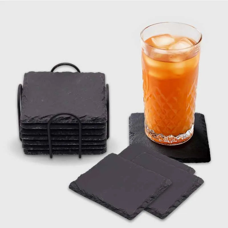 Getränkeuntersetzer aus Schiefer für Bar & Küche - 4er, 8er, 24er Set, quadratisch - Image 10