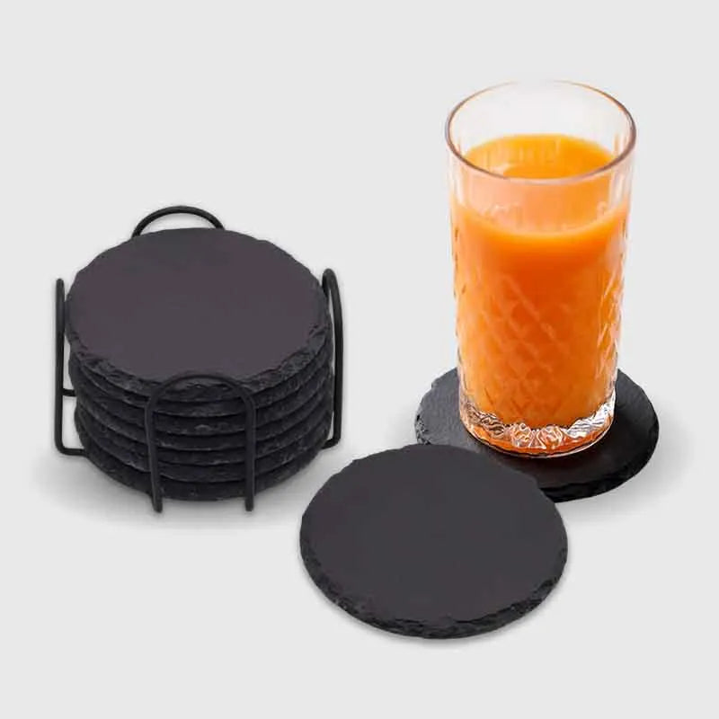 Getränkeuntersetzer aus Schiefer für Bar & Küche - 4er, 8er, 24er Set, rund - Image 9