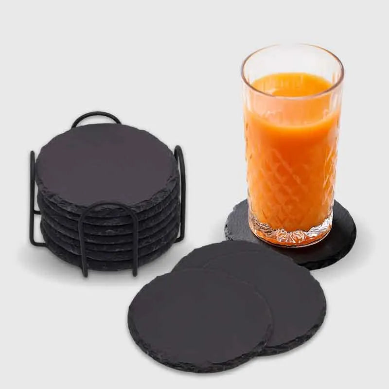 Getränkeuntersetzer aus Schiefer für Bar & Küche - 4er, 8er, 24er Set, rund - Image 10