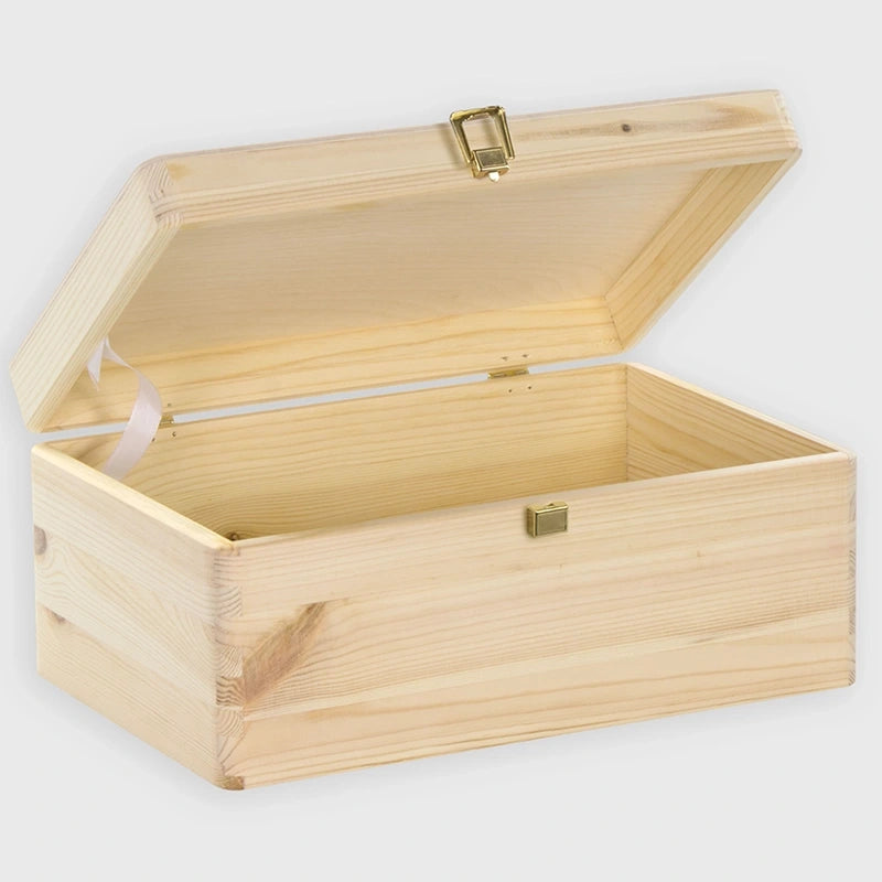 aufbewahrung kiste holz Holzkiste mit Deckel & Verschluss, Natur