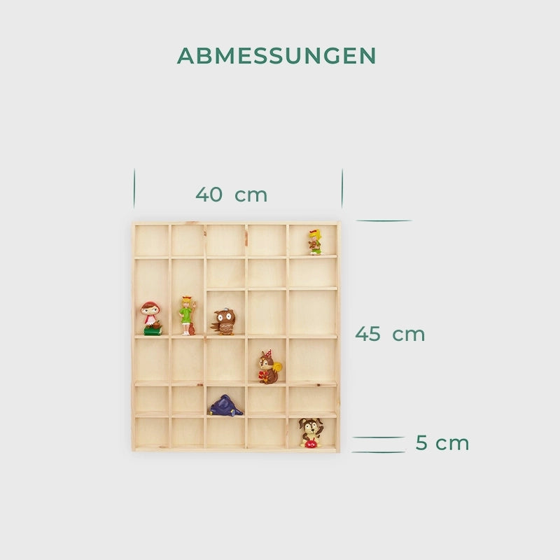 Setzkasten aus Holz Groß - Natur - Schaukasten Vitrine als Wandregal | Sammlervitrine Regalsystem Hängevitrine - Kiefer unbehandelt & unlakiert, FSC® - Image 3