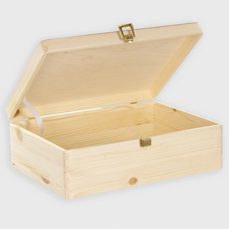aufbewahrung holz Holzkiste mit Deckel & Verschluss, Natur
