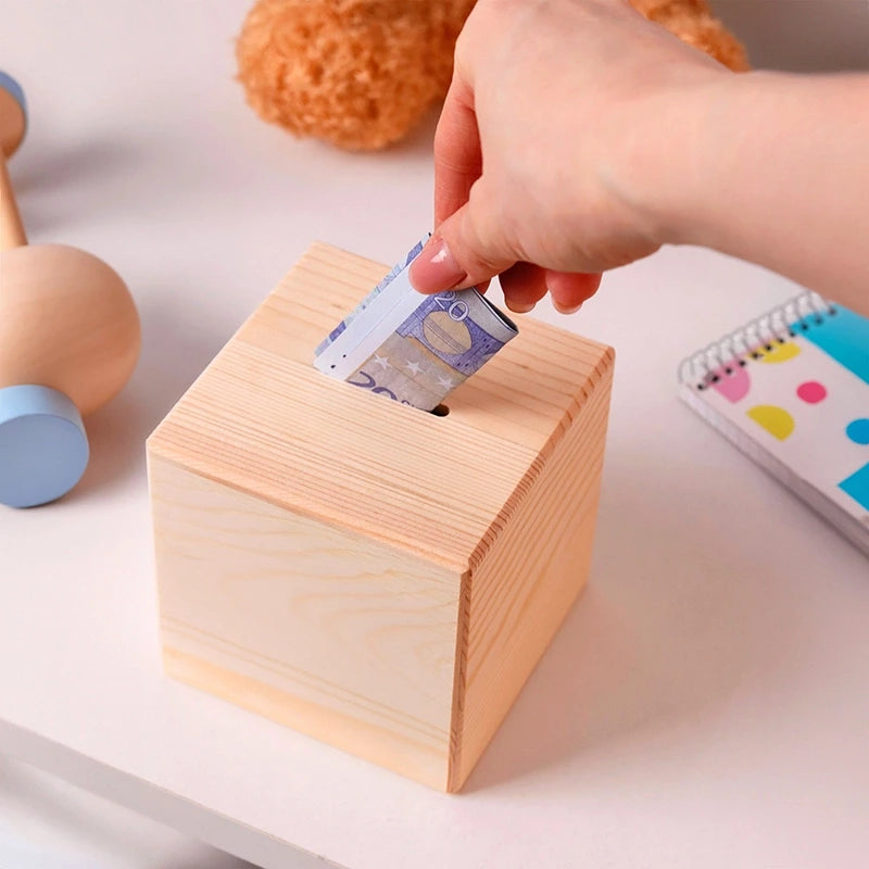 Kinder Spardose mit Schloss | Sparschwein aus Holz - Image 4